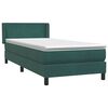 vidaXL Cama box spring con colchón terciopelo verde oscuro 100x210 cm