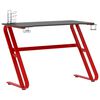 vidaXL Escritorio gaming patas forma de ZZ negro y rojo 110x60x75 cm