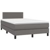 vidaXL Cama box spring con colch&oacute;n cuero sint&eacute;tico gris 120x200 cm