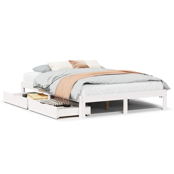 vidaXL Estructura de cama con cajones madera de pino blanca 135x190 cm