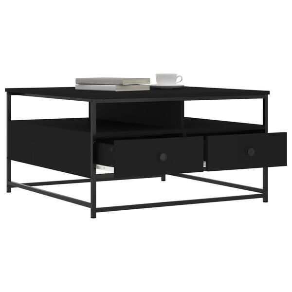 vidaXL Mesa de centro madera de ingeniería negro 80x80x45 cm