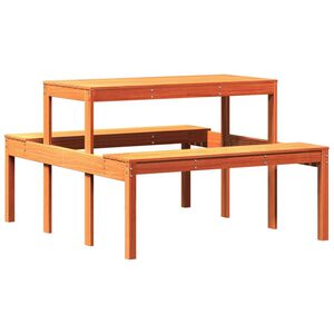 vidaXL Mesa de p&iacute;cnic madera maciza de pino marr&oacute;n cera 110x134x75 cm