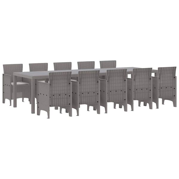 vidaXL Conjunto de Comedor de Jardín con cojín 11 pcs Gris claro