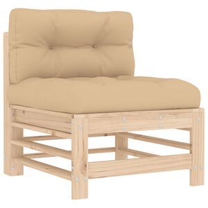vidaXL Sof&aacute; central con cojines madera maciza de pino
