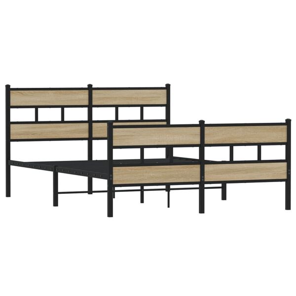 vidaXL Estructura de cama sin colchón metal roble Sonoma 150x200 cm