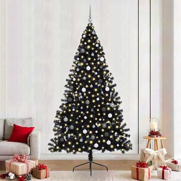 vidaXL &Aacute;rbol de Navidad Artificial Preiluminado Negro 240 cm PVC