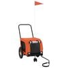 vidaXL Remolque de bicicleta mascotas hierro tela Oxford naranja negro
