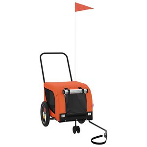 vidaXL Remolque de bicicleta mascotas hierro tela Oxford naranja negro