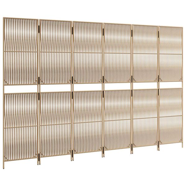 vidaXL Biombo de 6 paneles rat&aacute;n sint&eacute;tico beige