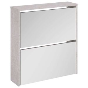 vidaXL Zapatero con espejo 2 niveles gris hormig&oacute;n 63x17x67 cm