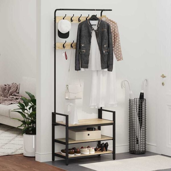 vidaXL Perchero Roble Sonoma 75 x 34 x 184 cm Madera de ingenier&iacute;a