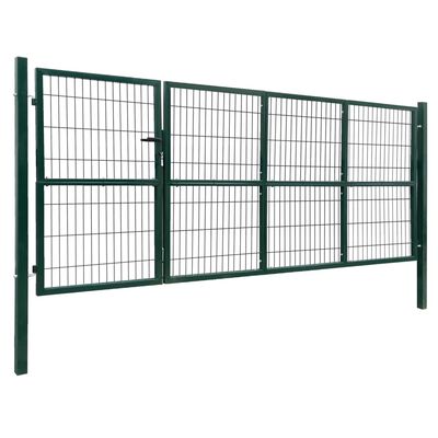 vidaXL Puerta de valla de jardín con postes 350x140 cm acero verde