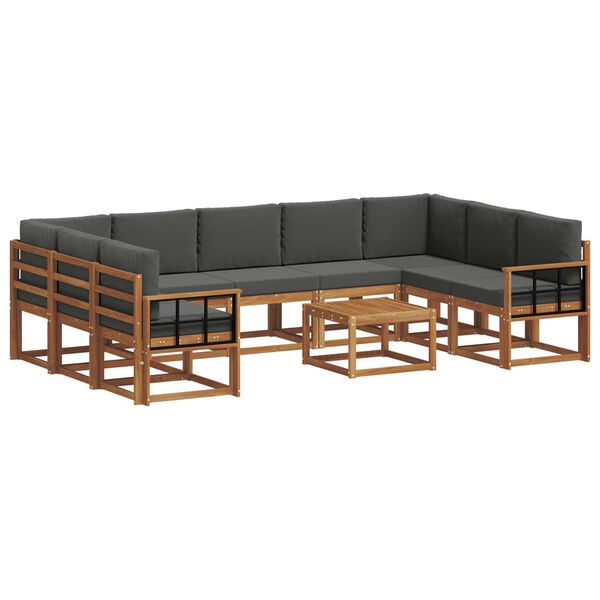 vidaXL Conjunto de sof&aacute;s de exterior 10 pcs Natural y Antracita