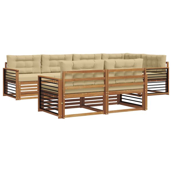 vidaXL Conjunto de sof&aacute;s de exterior con coj&iacute;n 7 pcs Natural y Beige