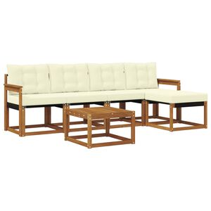 vidaXL Conjunto de sof&aacute;s de exterior con coj&iacute;n 6 pcs Natural y Crema