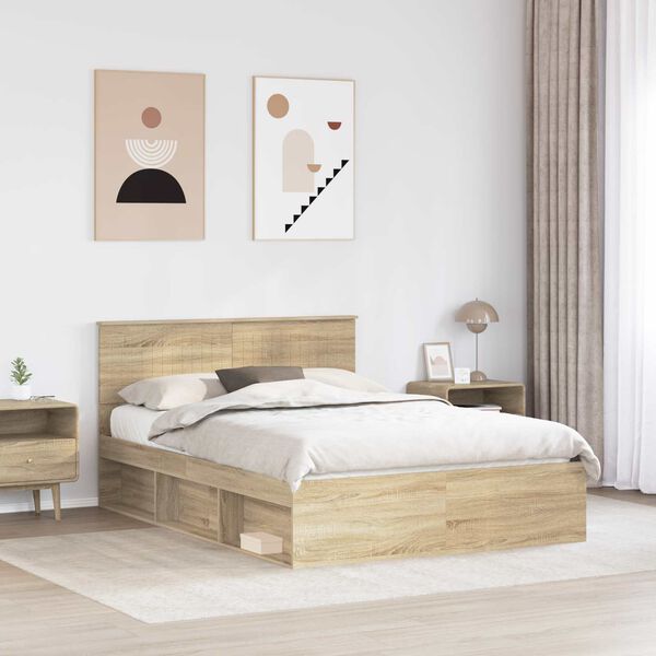 vidaXL Estructura de cama Sonoma 140 x 190 cm Madera de pino macizo