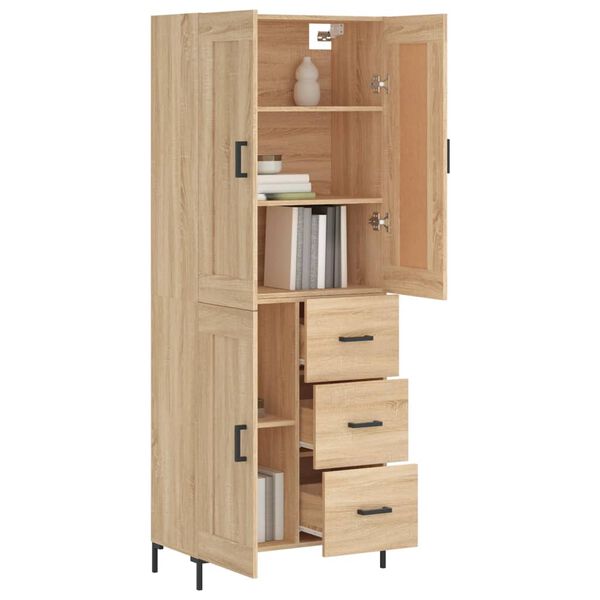 vidaXL Aparador alto madera contrachapada color roble 69,5x34x180 cm