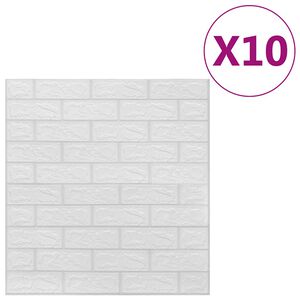 vidaXL Papel pintado autoadhesivo ladrillos 3D 10 unidades blanco