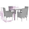 vidaXL Set comedor jard&iacute;n 5 pzas cojines rat&aacute;n sint&eacute;tico vidrio beige