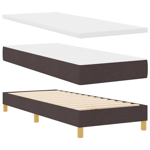 vidaXL Cama tipo Box Spring con colch&oacute;n Marr&oacute;n Oscuro 80 x 200 cm tela