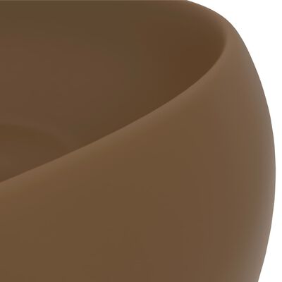 vidaXL Lavabo de lujo redondo cerámica crema mate 40x15 cm