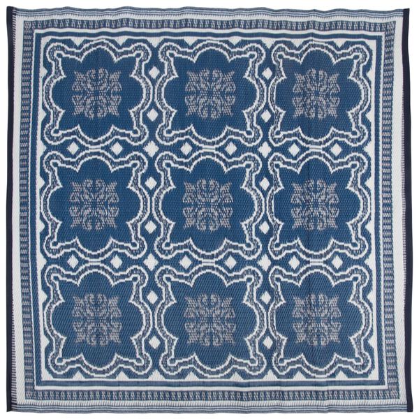 Esschert Design Alfombra de exterior 151,5 cm blanco y azul OC23