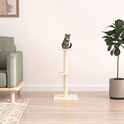 vidaXL Rascador para gatos con postes de sisal color crema 73 cm