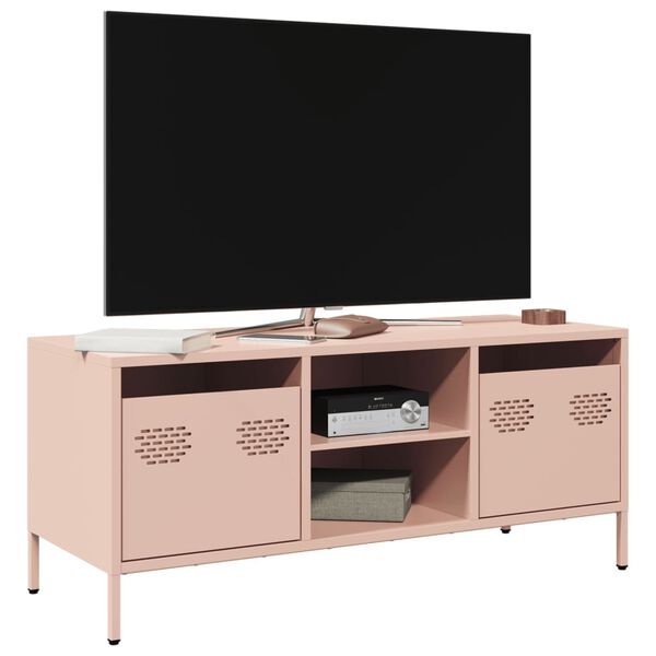 vidaXL Mueble para TV acero laminado en frío rosa 101,5x39x43,5 cm