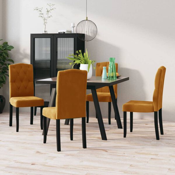 vidaXL Sillas de comedor 4 unidades de terciopelo marr&oacute;n