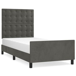 vidaXL Estructura de cama sin colch&oacute;n terciopelo gris oscuro 90x200 cm