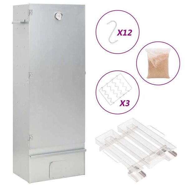 vidaXL Horno ahumador de BBQ con generador humo frío acero galvanizado