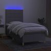 vidaXL Cama box spring colch&oacute;n y luces LED tela gris claro 100x200 cm