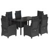 vidaXL Set de comedor de jard&iacute;n 7 pzas y cojines rat&aacute;n sint&eacute;tico negro