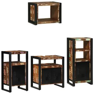 vidaXL Juego de muebles de ba&ntilde;o 4 uds. Multicolor y negro