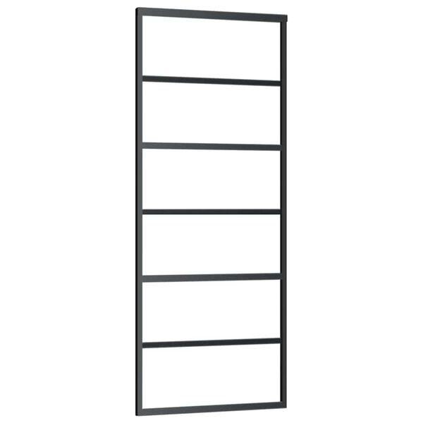 vidaXL Puerta corredera con juego herrajes negro 76x205 cm ESG vidrio