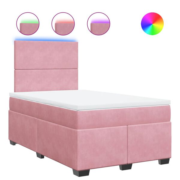 vidaXL Cama box spring con colch&oacute;n terciopelo rosa 120x190 cm