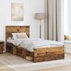 vidaXL Estructura de cama con cabecera Madera vieja 90 x 190 cm