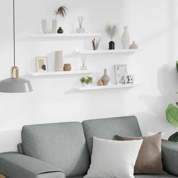 vidaXL Estantes de pared 4 unidades blanco brillo 60x9x3 cm