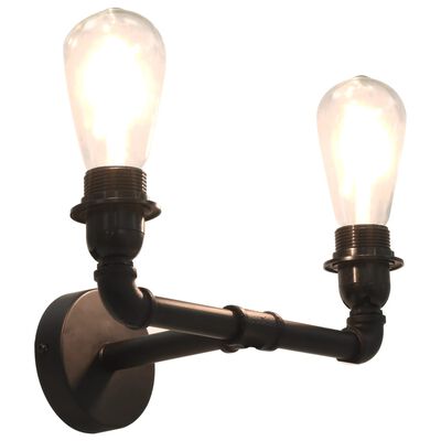 vidaXL Lámpara de pared doble negro 2 bombillas E27