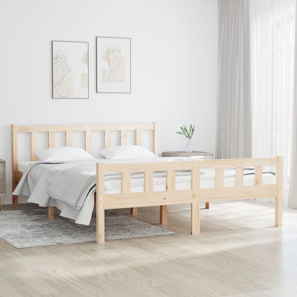 vidaXL Estructura de cama doble pequeña sin colchón madera maciza