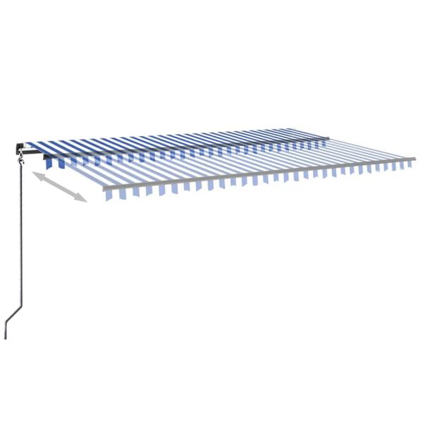 vidaXL Toldo retr&aacute;ctil manual azul y blanco 500x350 cm