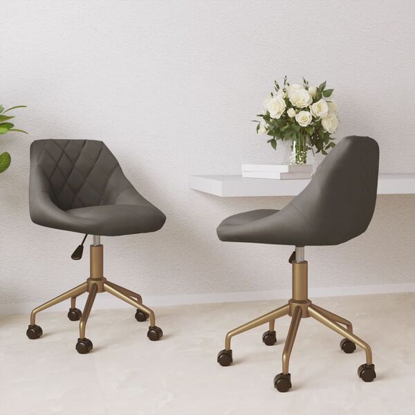 vidaXL Sillas de comedor giratorias 2 uds terciopelo gris oscuro