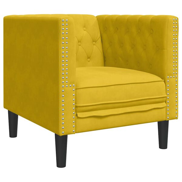 vidaXL Sill&oacute;n Chesterfield de terciopelo amarillo