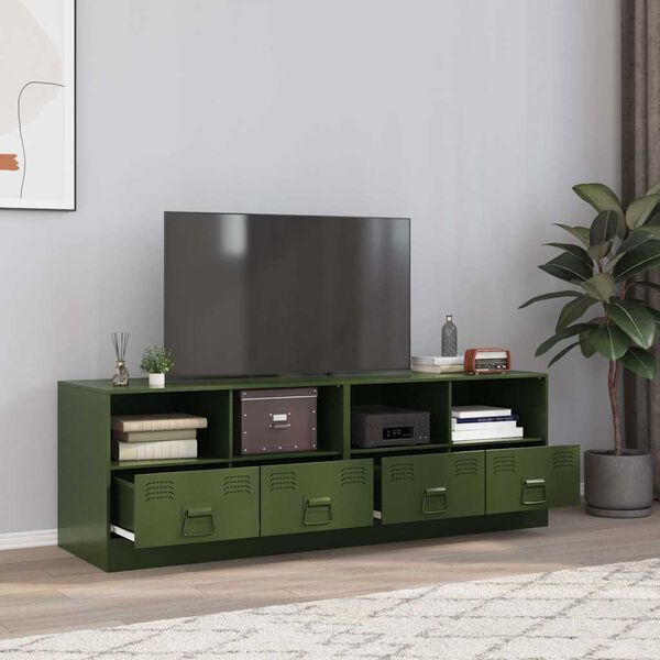 vidaXL Muebles para TV 2 unidades acero verde oliva 67x39x44 cm