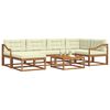 vidaXL Conjunto de sof&aacute;s de exterior con coj&iacute;n 7 pcs Natural y Crema