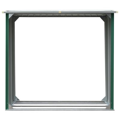 vidaXL Caseta de jardín para leña acero galvanizado verde 172x91x154cm