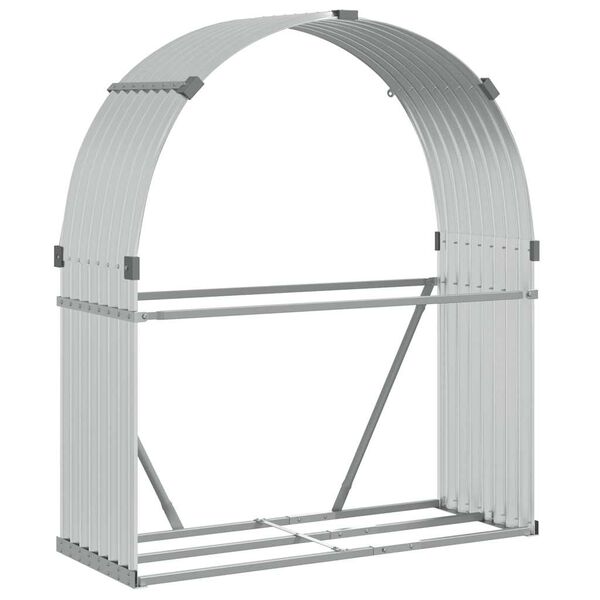 vidaXL Leñero de acero galvanizado plateado 120x45x140 cm