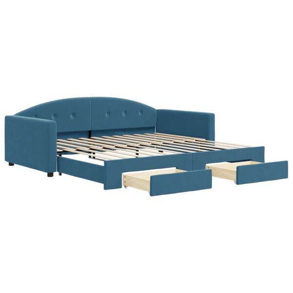 vidaXL Sof&aacute; cama nido con cajones terciopelo azul 100x200 cm