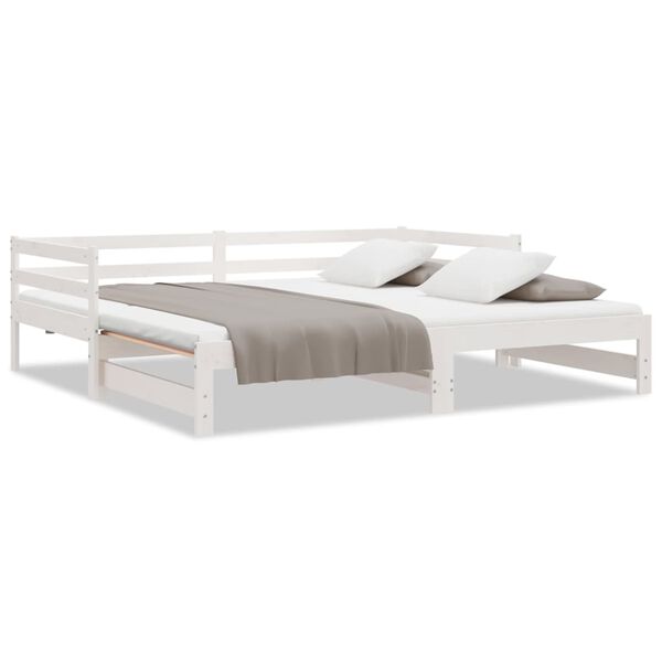 vidaXL Sof&aacute; cama nido sin colch&oacute;n madera maciza blanco 90x190 cm