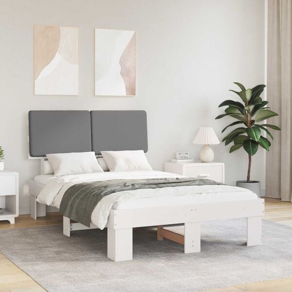 vidaXL Estructura de Cama con Cabecera Tapizada Gris Claro